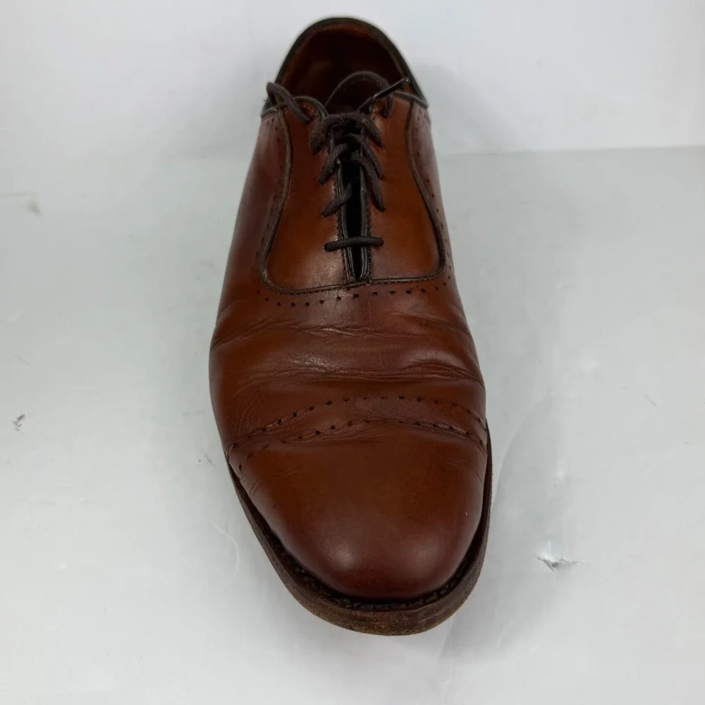 Allen Edmonds Vernon Oxford Mens 9.5 E Brown Leather Cap Toe Brogue Shoes